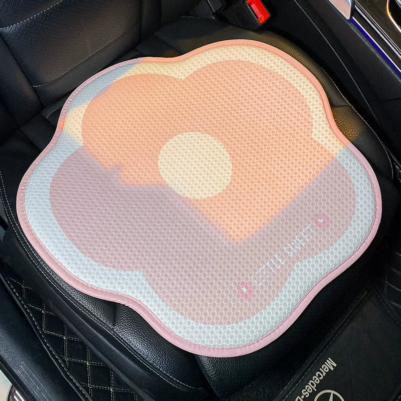 Car seat cushion, summer ice silk cooling cushion, cute one-piece for girls, all-season, back seat cover.