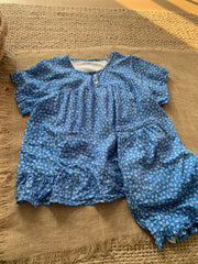 Pambıq köpüklü yaz yuxu çiçəkli pambıq pijama qadınlar üçün yay pambıq ikiqat iplik dəyirmi boyun qısaqol uzunqol kostyum ev geyimi