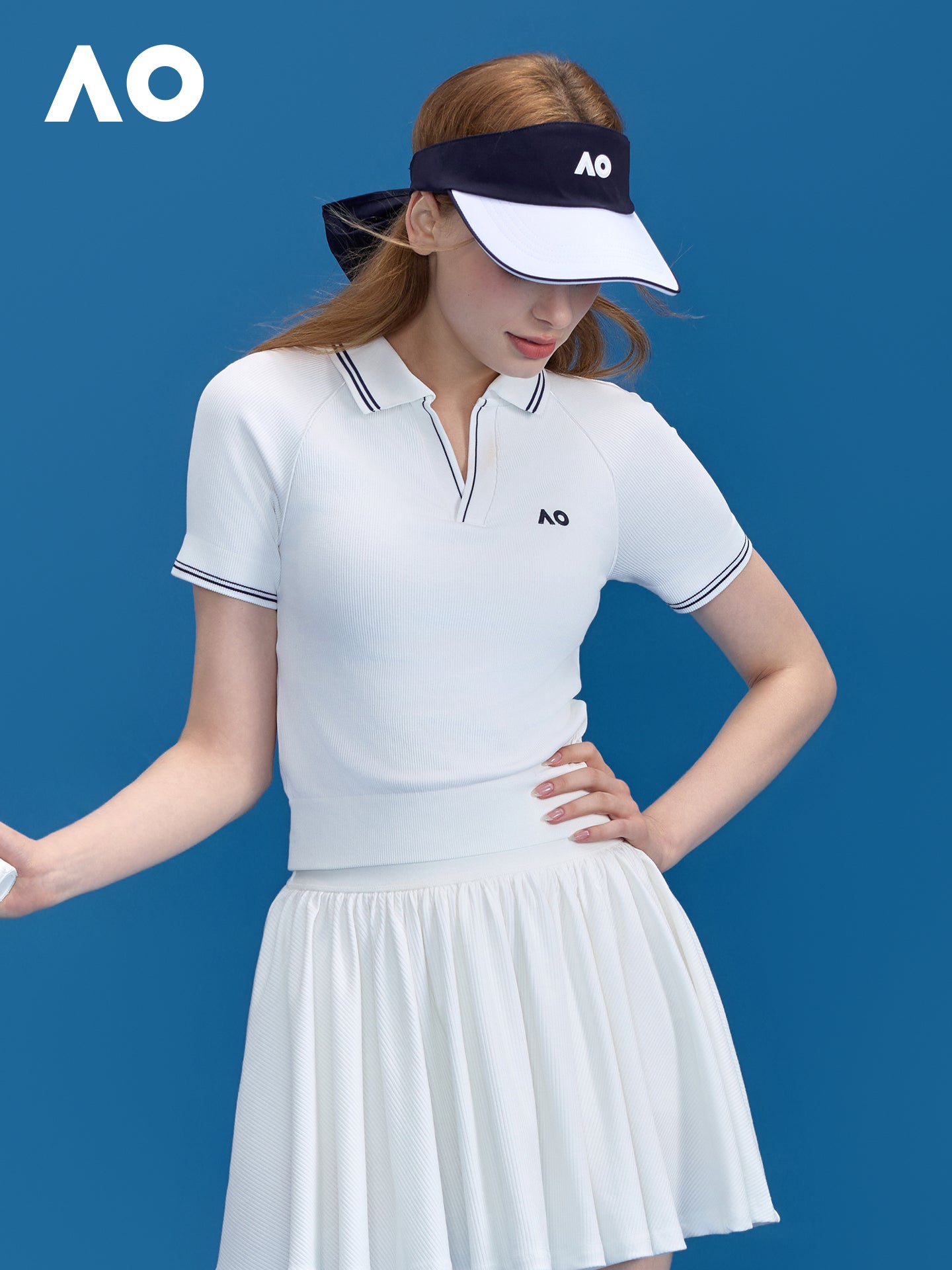 AO Australian Open idman POLO köynəyi klassik bir parça toxunmuş bir fincan qısaqol qadın tennis yaxası qaçan nazik köynək