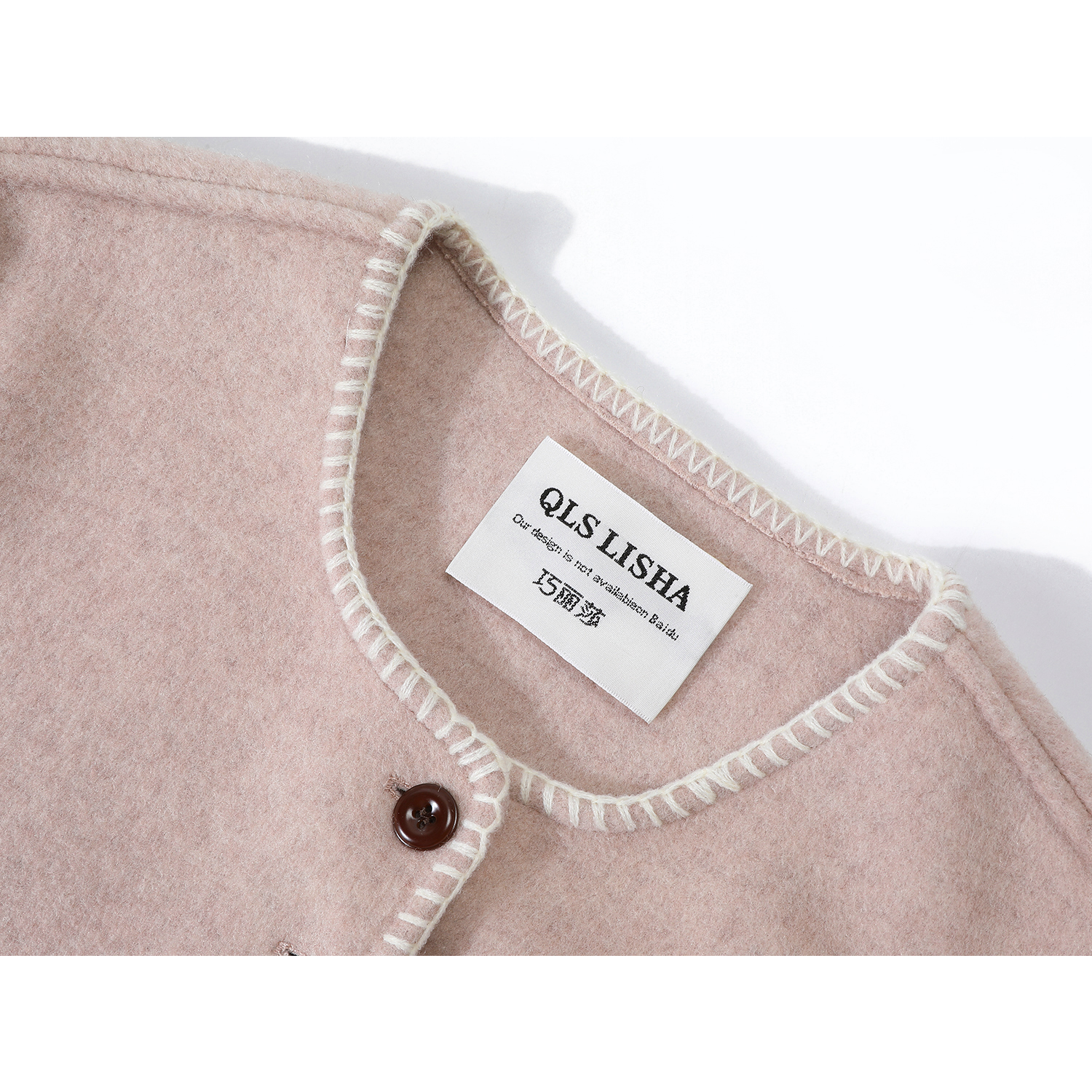 Chola Lisa Chanel üslubunda yun palto, yüksək səviyyəli qadın payız Koreya üslubunda çəhrayı zərif qısa yun palto.