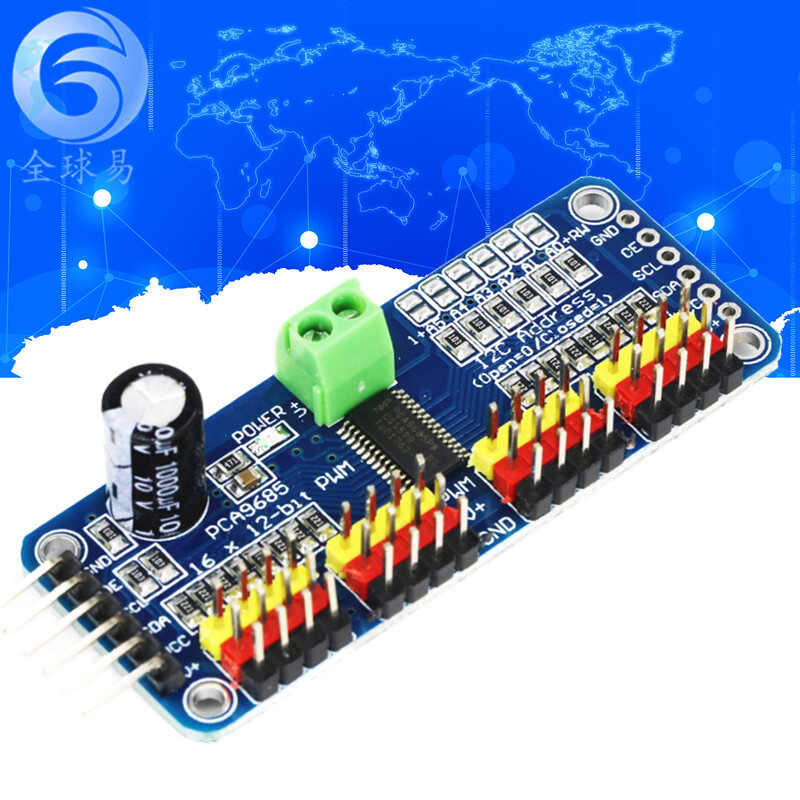 PCA9685 16 kanallı modul PWM/Servo/servo sürücü lövhəsi nəzarətçi robotu IIC interfeysi