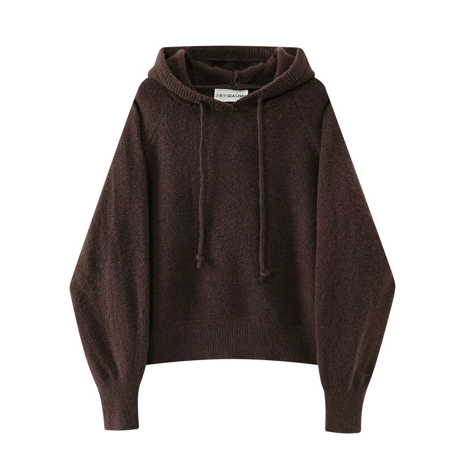 Cholisa-nın qadınlar üçün zərif qəhvəyi rəngli başlıqlı sviter, payız və qış üçün mükəmməldir, əsas qat toxunmuş üst hissə.