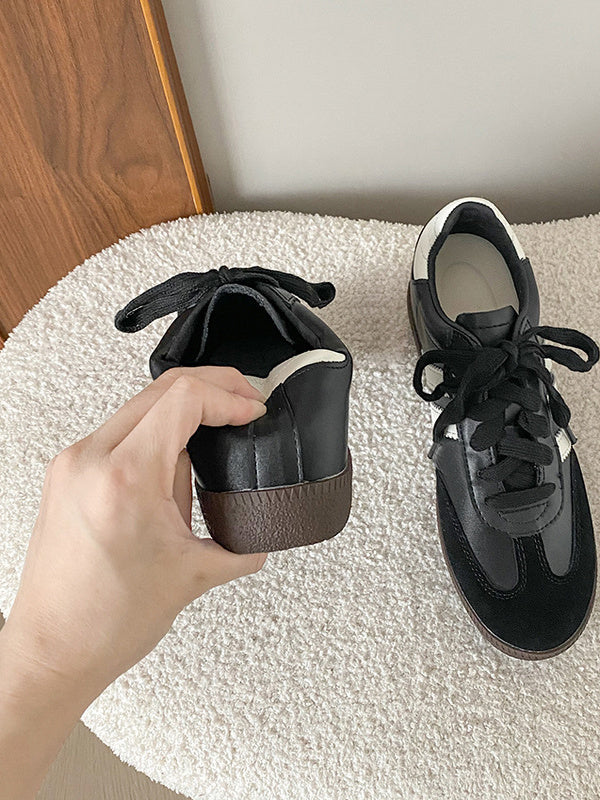 Həqiqi dəri retro Alman idman ayaqqabıları, 2025 yaz yeni stil, çox yönlü, nəfəs alan, tam təbii dəri, üç zolaqlı, Forrest Gump idman ayaqqabıları.