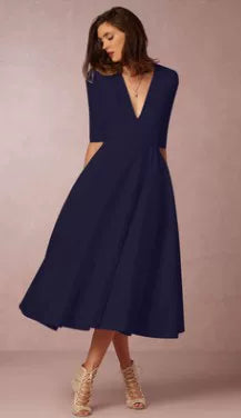 Avro Qadınlar üçün V-yaxalı Don Ağ Axşam Donu Seksual Ortaqol Don