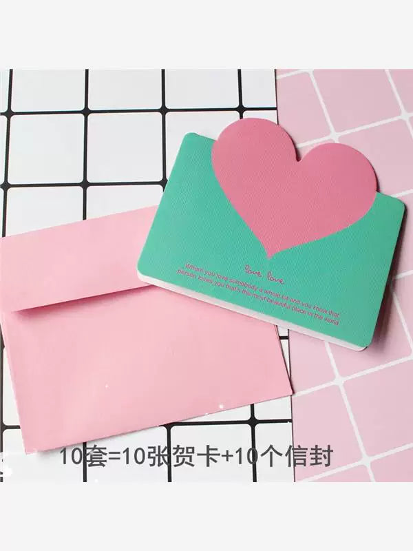 Love message card, Valentine's Day greeting cards, heart-shaped folded message card