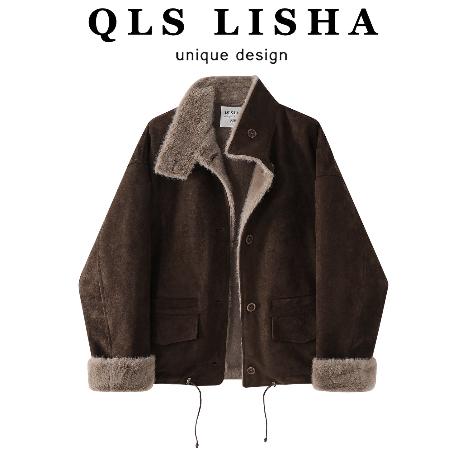 Cholisa 2025 Payız/Qış Yeni Geri Dönən Quzu Yunlu Palto Qadın Geyimi Yun Astarlı Qalın Xəz Astarlı Top