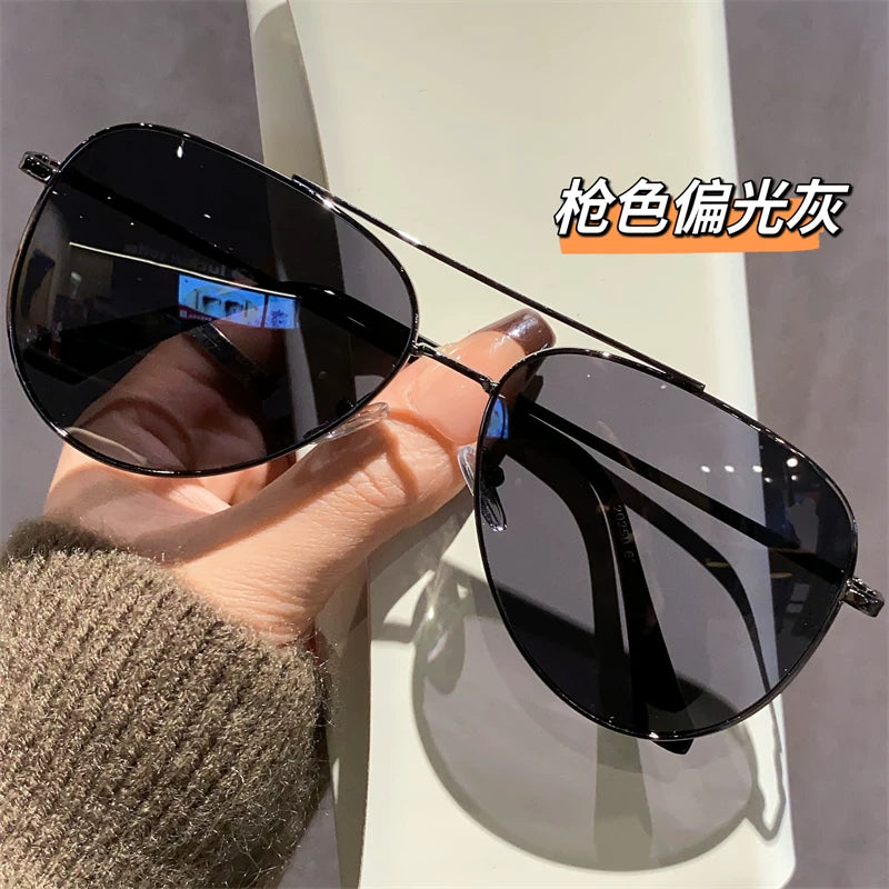 Kişilər üçün Aviator günəş eynəyi, yüksək səviyyəli, anti-UV, sürücülük üçün polarizasiyalı gün eynəkləri, toad eynəkləri