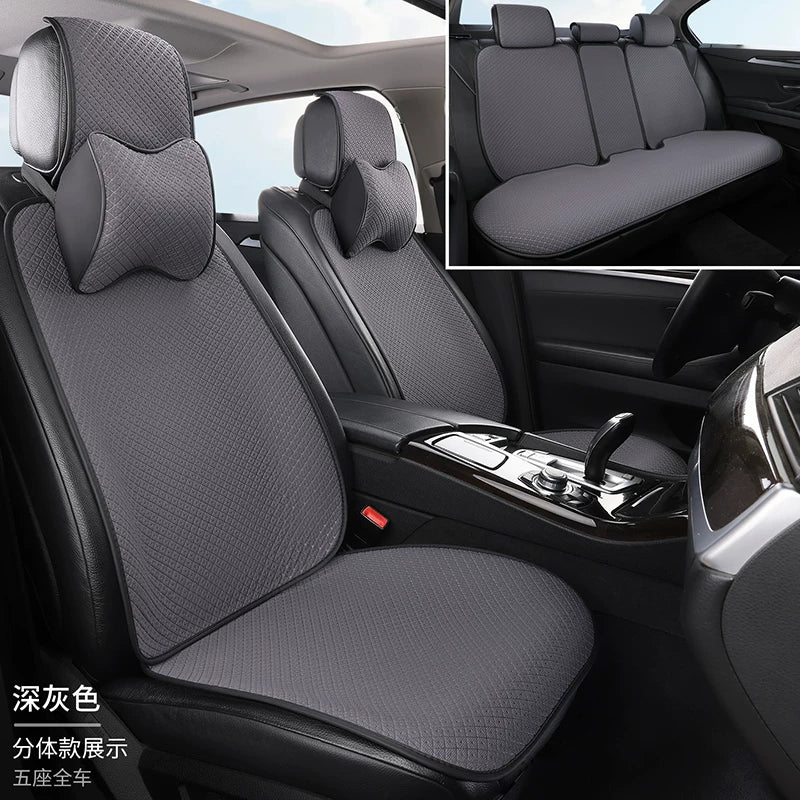 New car seat cushion, winter linen seat cushion, semi-covered, thin waist, for all seasons, simple, breathable, non-slip seat cover