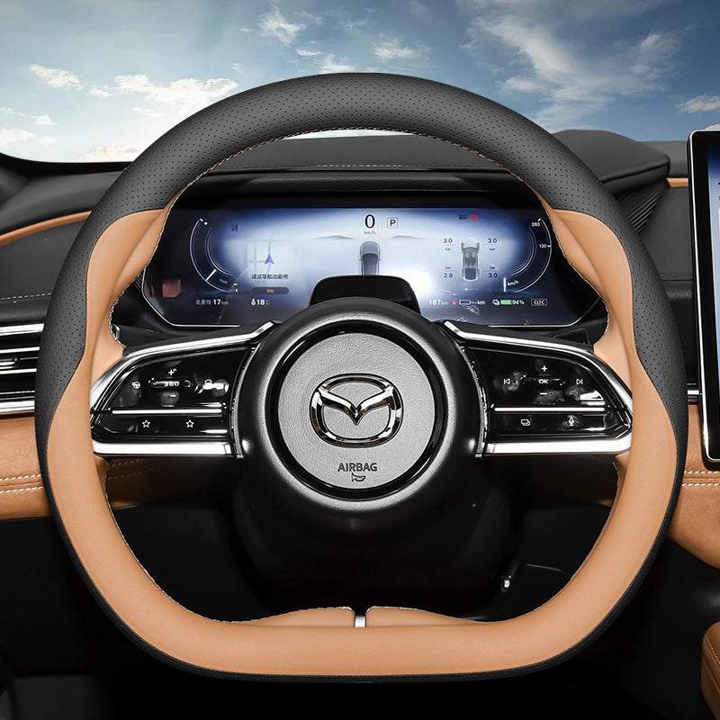 2025 Mazda EZ60/EZ6 Steering Wheel Cover, Genuine Leather, Ultra Thin, Original Color Interior Car Steering Cover, All Season Ventilation