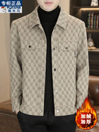 Ağacdələn Payız/Qış Kişilər üçün Yüksək Keyfiyyətli Yun Astarlı Dəbli Yaxalıqlı Gündəlik Gödəkçə