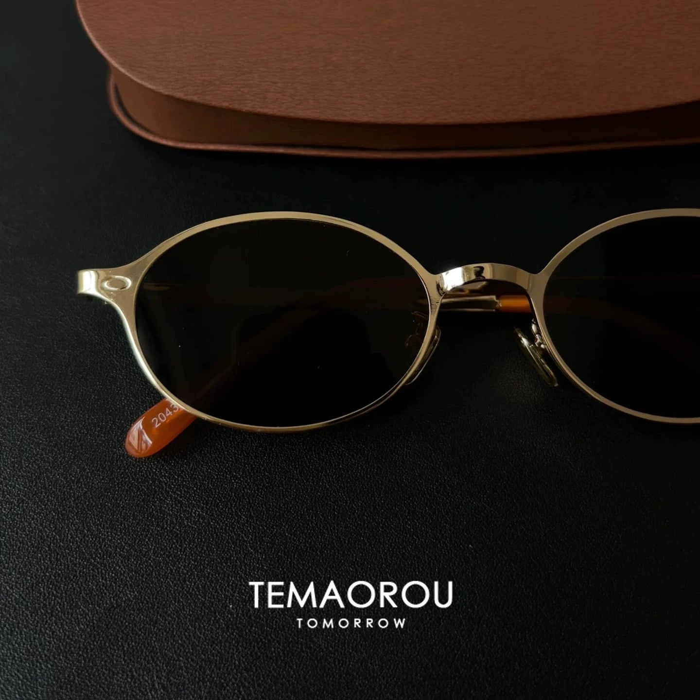vinategr müasir retro qara çay linzaları qızıl kənar oval gün eynəkləri yeni stil günəş eynəkləri moda klassik