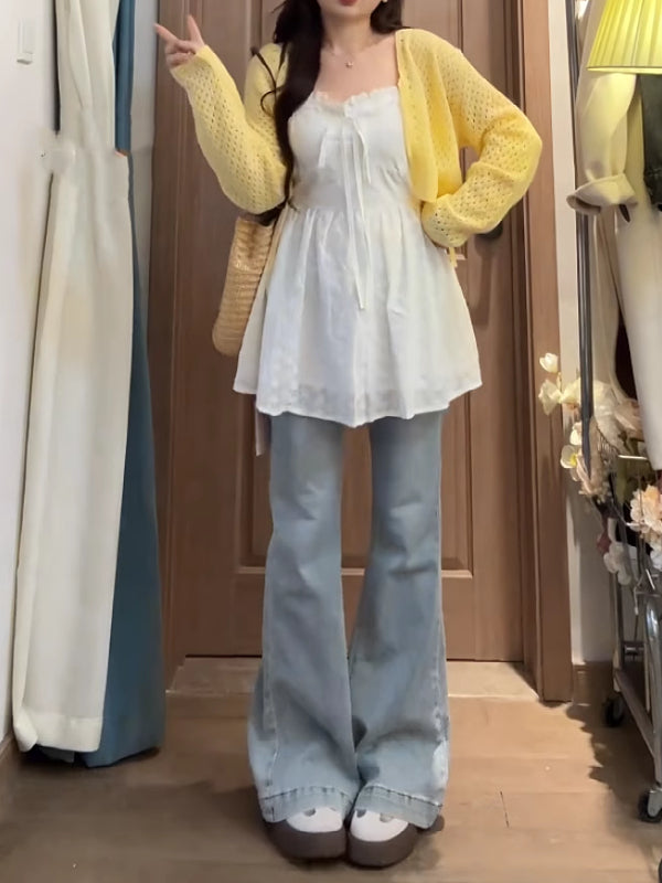 Böyük ölçülü, cazibədar, kəpənəkli ağ kamzol qadınlar üçün, yaz və yay, arıqlama üçün, qat-qat geyinmək və ya tək geyinmək üçün ideal, super şirin top.