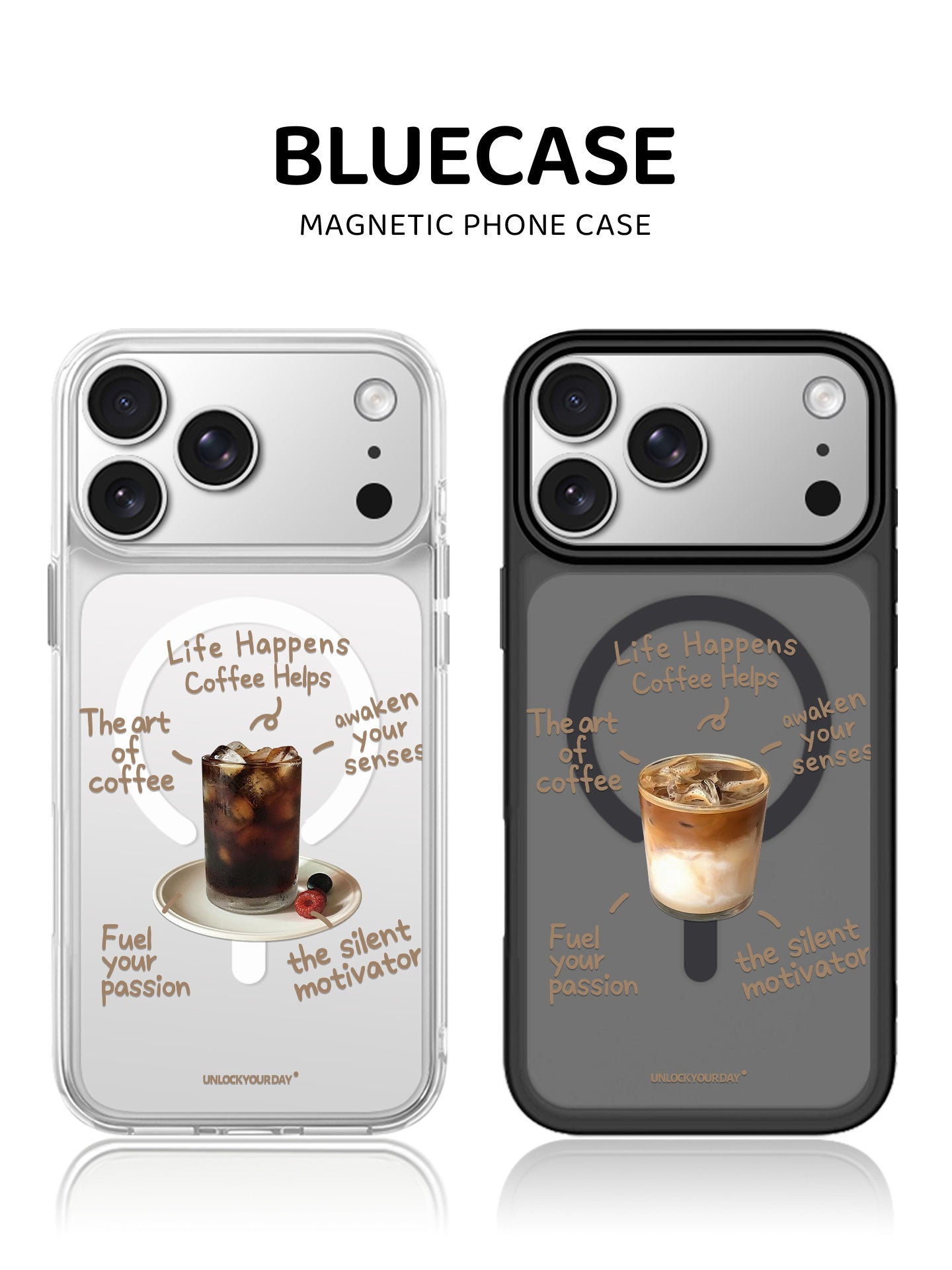 Bir fincan buz üçün uyğundur Amerika iPhone17promax mobil telefon qutusu Apple 16pro cüt Xiaomi 15pro maqnit 14 yeni stil 13 qara şəffaf niş yaradıcı sadə latte qəhvə 12