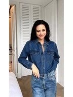 2025 Payız Mövsümü Yeni Qadınlar üçün Amerika Retro Rahat Təsadüfi Stil Tənbəl Dizaynlı Denim Köynək