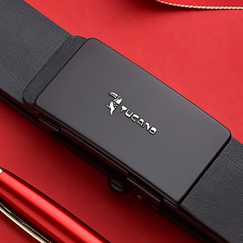 Woodpecker Kişi Dəri Kəmər, Dişsiz, Daxili Geyim, Avtomatik Toka, Dəbli Gənc Kişilər üçün İşgüzar Şalvar Kəməri, Orijinal Dəri