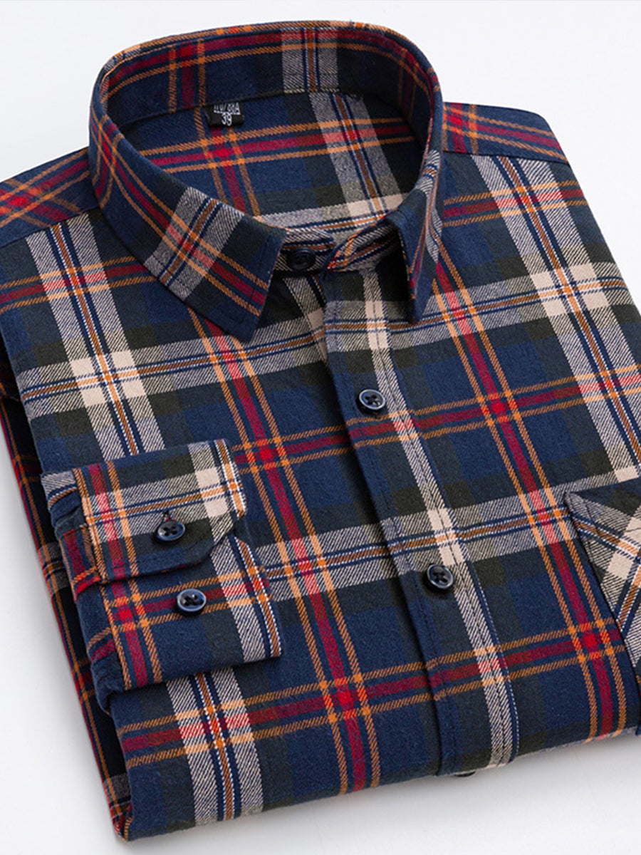 Paul 100% Pambıq Kişilər üçün Fırçalanmış Uzunqol Köynək, Gənc və Orta Yaşlı Kişilər üçün Gündəlik Pambıq Dama-dama Köynək, Böyük Ölçülü Kişi Geyimləri