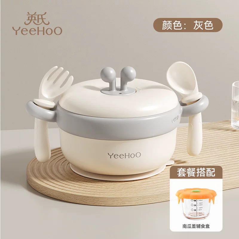 Ying's Körpə Yeməyi Qabı Körpə Su ilə Doldurulmuş İzolyasiyalı Qab Yemək Dəsti Sorma Kuboku Uşaq Süfrə Qabları