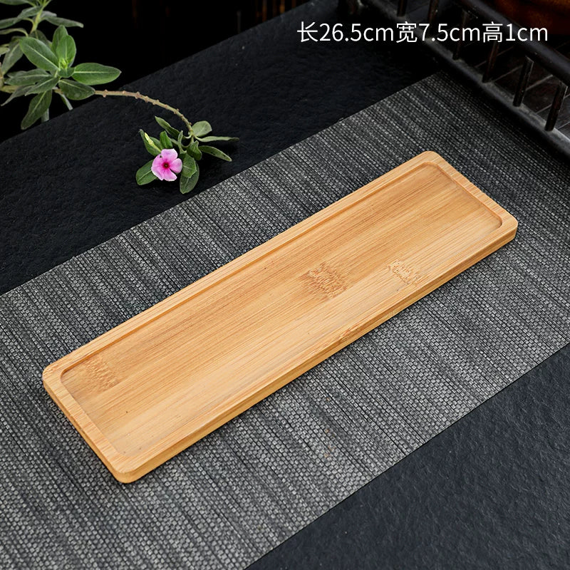 Təbii bambuk sahil gəmisi Kung Fu çay fincanı tutacağı izolyasiya edilmiş ölçülü dəyirmi kvadrat quru qabarcıq mat bambuk nimçəsi çay mərasimi aksesuarları