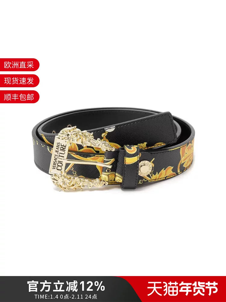 Versace VJC Qadınlar üçün naxışlı toka kəsilməmiş kəmər 2.7sm 75VA6F01 ZS807