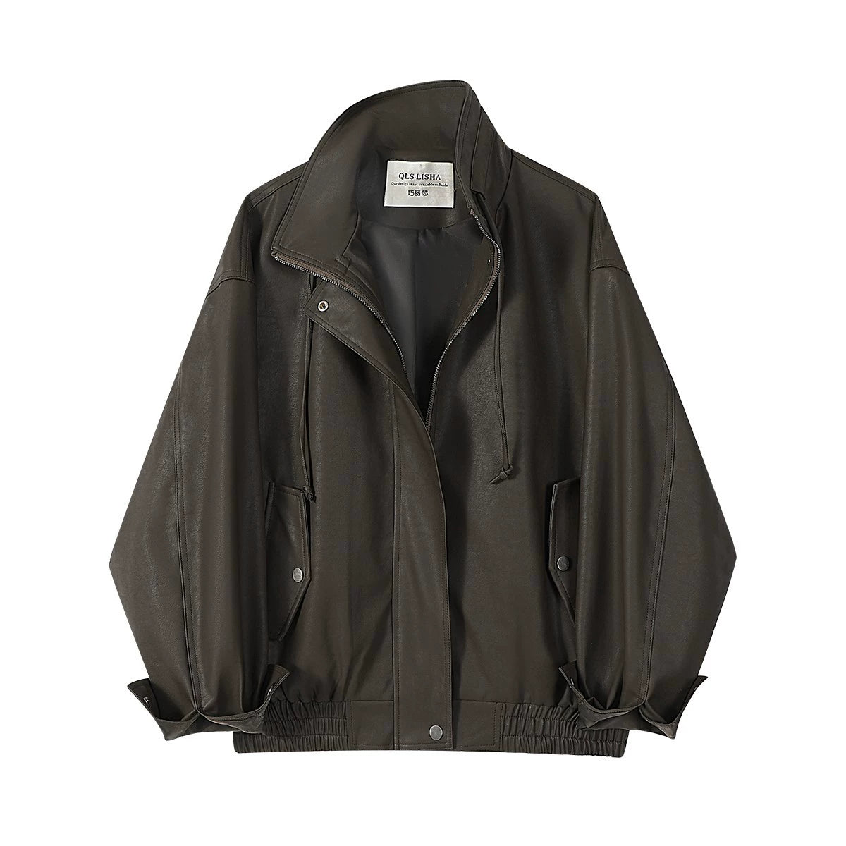 Cholisa-nın qadınlar üçün unikal qara dəri gödəkçəsi, 2026-cı il üçün yeni yaz/payız modası, qısa, çox populyar, dəbli və şık boş gödəkçə.