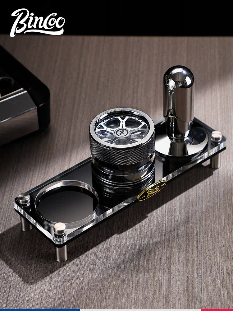Bincoo akril iki qatlı qəhvə qabı saxlama rafı 51/58 mm universal preslənmiş toz dispenser saxlama bazası