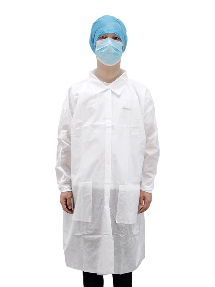 Birdəfəlik iş paltarları, toxunmamış laboratoriya paltarları, ağ laboratoriya paltarları, ixrac keyfiyyətli toz keçirməyən paltarlar, iaşə üçün qonaq paltarları