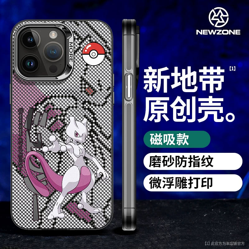 iPhone 15 Pro, Pokémon Apple 14, Gengar IP 13pm, Pikachu 12pro Max və düşmədən qorunmaq üçün yeni MagSafe Pokémon 16 buzlu korpusu üçün yeni Zone uyğun maqnit telefon korpusu.