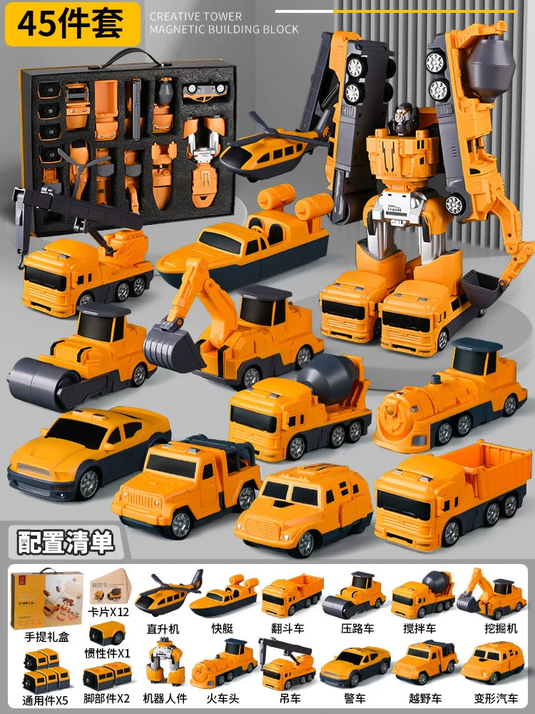Maqnit tikinti blokları, uşaq oyuncaqları, təhsil, transformasiya, montaj, mühəndislik vasitəsi, robot, 6 yaşlı uşaqlar üçün Milad hədiyyəsi.