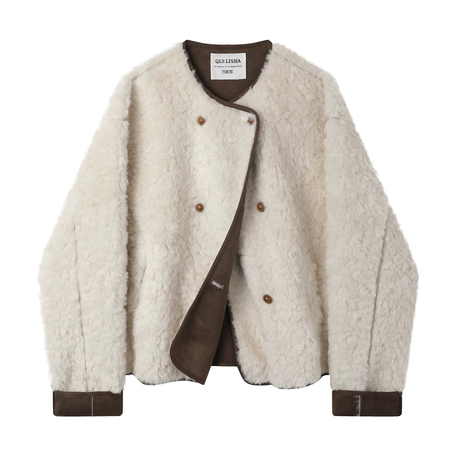 Cholisa Koreya üslubunda qadınlar üçün qırxma palto, 2025-ci il qış yeni gəlişi, zərif üslub, şirin və gənc, quzu yunundan hazırlanmış üst hissə