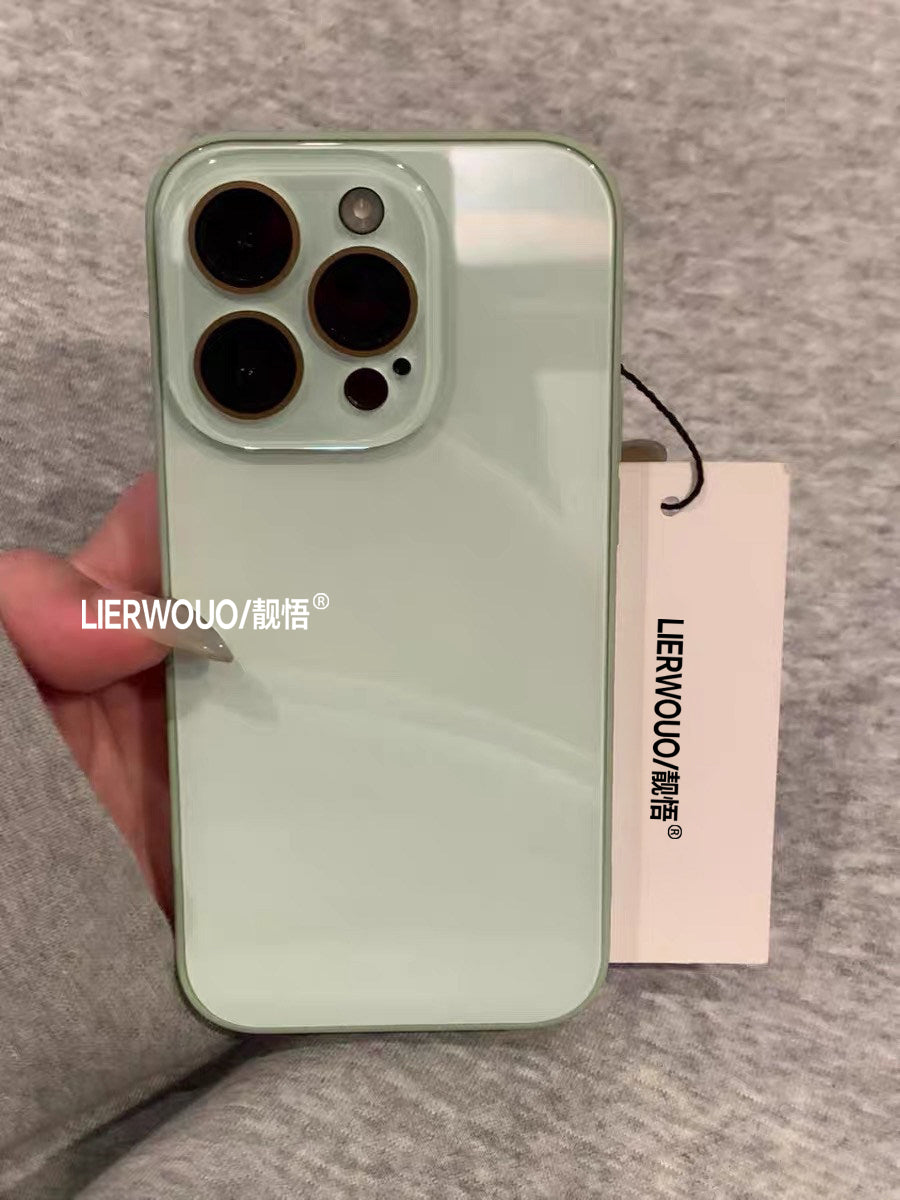 Apple 16promax mobil telefon qutusu üçün uyğundur iphone17 buz macaron şüşə qutu 14 sadə yeni stil 13 internet məşhur qadın modeli 14pro hər şey daxil obyektiv 15pro isti model 16pro mobil telefon qutusu