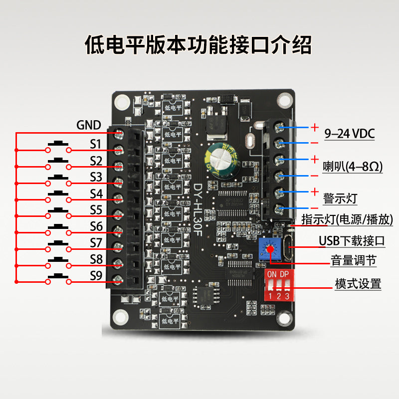 24V30W yüksək güclü səs yayımı xəbərdarlığı modulu yüksək və aşağı səviyyəli təkanla MP3 oxutma HL30F