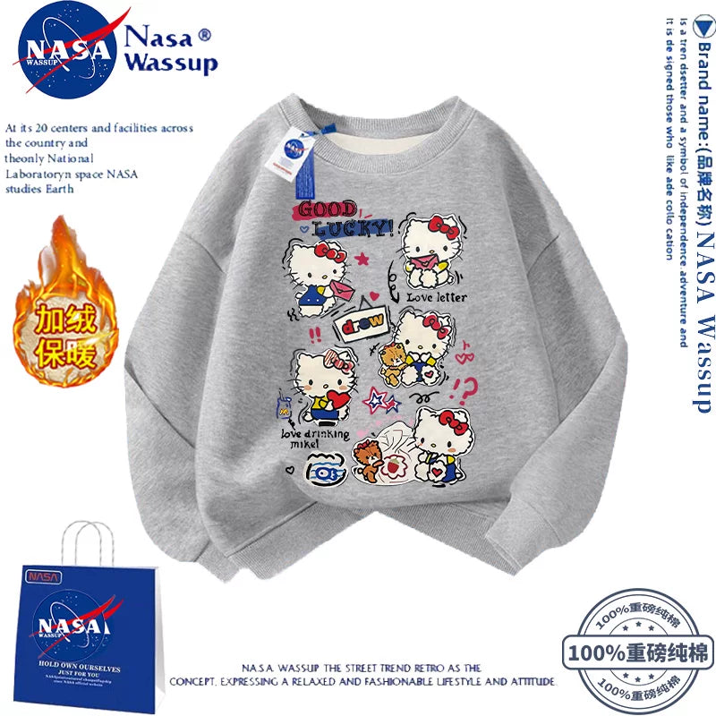 NASA Şirin Cizgi Filmi Pişik Pişik Sviteri Qızlar üçün, Yeni Yaz/Payız/Qış Stilində, Çoxfunksiyalı Boş Oturacaqlı, Ana-Qız Geyimi