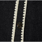 Avropa və Amerika üslubunda 2023 Payız/Qış moda qadın yun palto, qalın, boş formada, şarf və püsküllü.