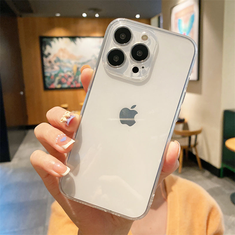 Sadə şəffaf düz kənar yumşaq qabıq iphone13promax apple 12/15 mobil telefon qutusu 14pro kişilər və qadınlar 16 hər şey daxil 11 silikon 17 düşməyə qarşı xr/7/8p Huawei Xiaomi qoruyucu qutu 6p
