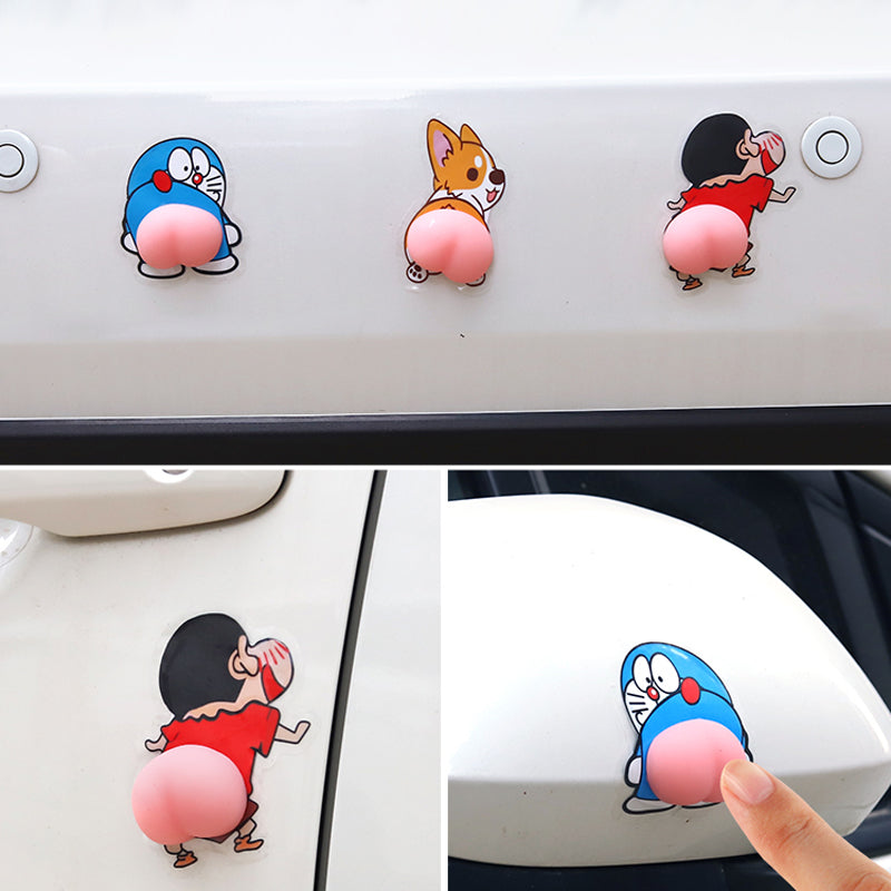 Crayon Xiaoxin avtomobil qapısı toqquşmaya qarşı stikerlər avtomobil sevimli çimdik butt silikon bamper zolağı açıq qapı anti-cızıq silmək dekorativ etiket