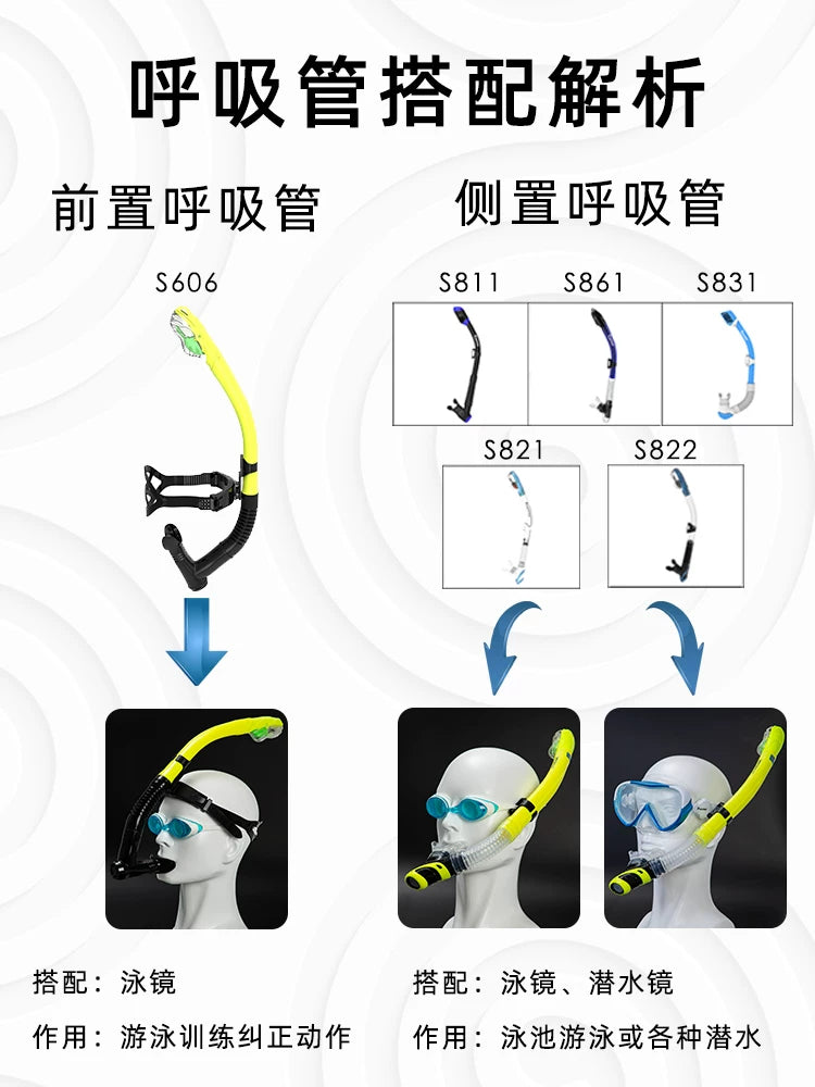 Fransız pulsuz üzgüçülük məşqi ön respirator avadanlığı dərin snorkeling Sambo sualtı dalğıc tam quru nəfəs borusu