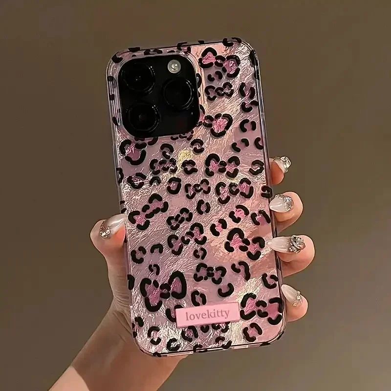 Pink Leopard Pattern Phone Case for iPhone 16 15 14 Pro Max 13
