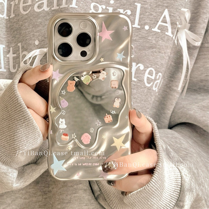 Sevimli Jellycat cizgi filmi elektrolizlənmiş güzgü Huawei Apple 17ProMax cib telefonu qutusu iphone16pro yeni 15pro qadın pura80 yaradıcı mate70 Yapon və Koreya 14 düşməyə qarşı 13