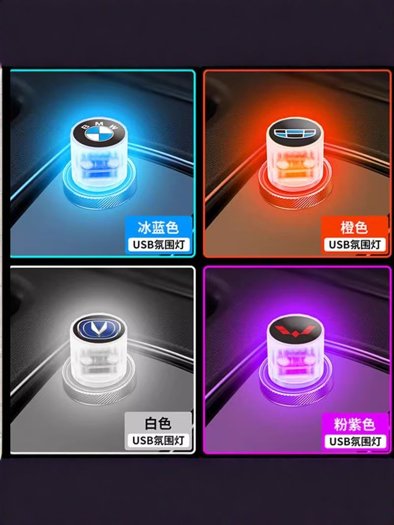 Avtomobilin ətraf işıqlandırması, simsiz USB avtomobil salonu üçün LED nəfəs alan işıq, dekorativ yeddi rəngli gecə işığı.