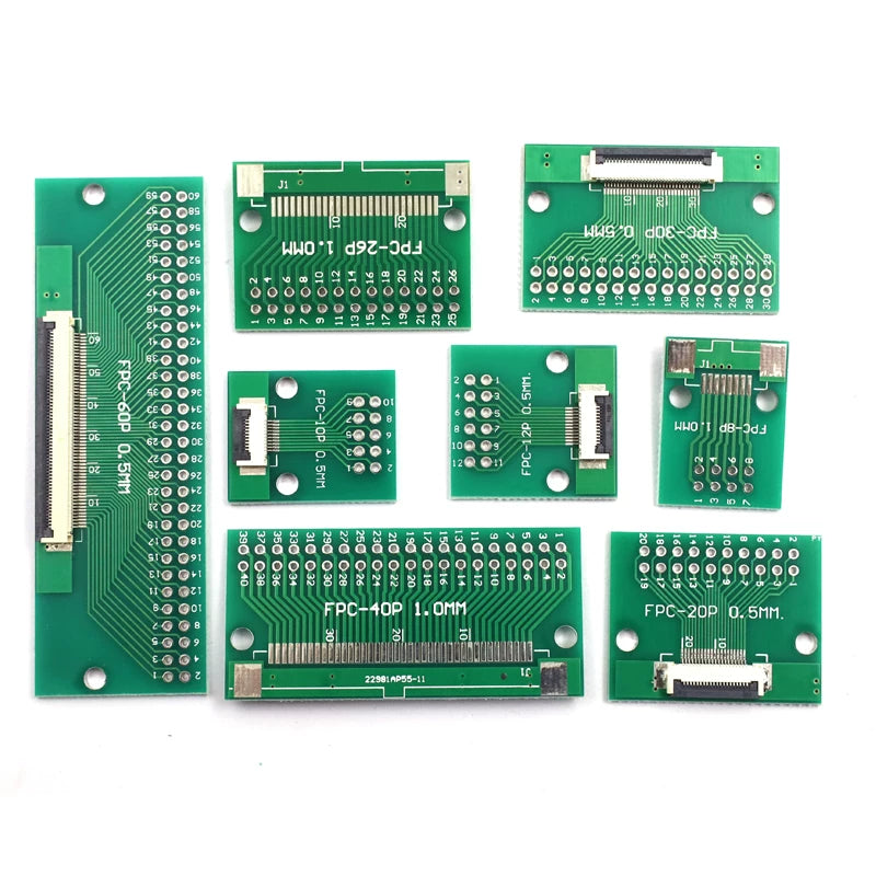 FPC/FFC adapter lövhəsi düz 2,54 yumşaq kabel adapterinə 0,5 mm/1,0 mm diametrli konnektorla qaynaqlanır.