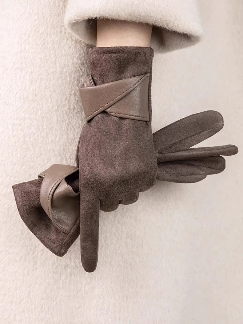 Women's gloves, new model for fall/winter 2025, wool lined, warm and cold resistant, suitable for touchscreen use, cycling, driving, windproof, fashionable women's gloves.