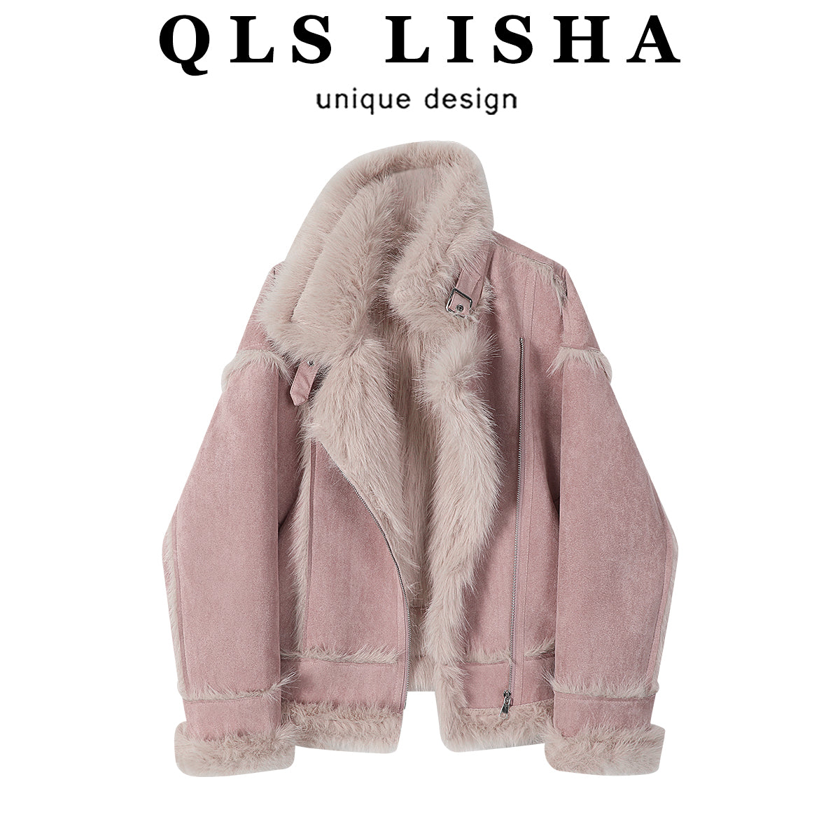 Cholisa-nın yeni payız/qış qısa stilində, çox satılan qadın paltosu, unikal zamşa yun quzu yunundan palto, qadın xəz astarlı, çoxfunksiyalı.