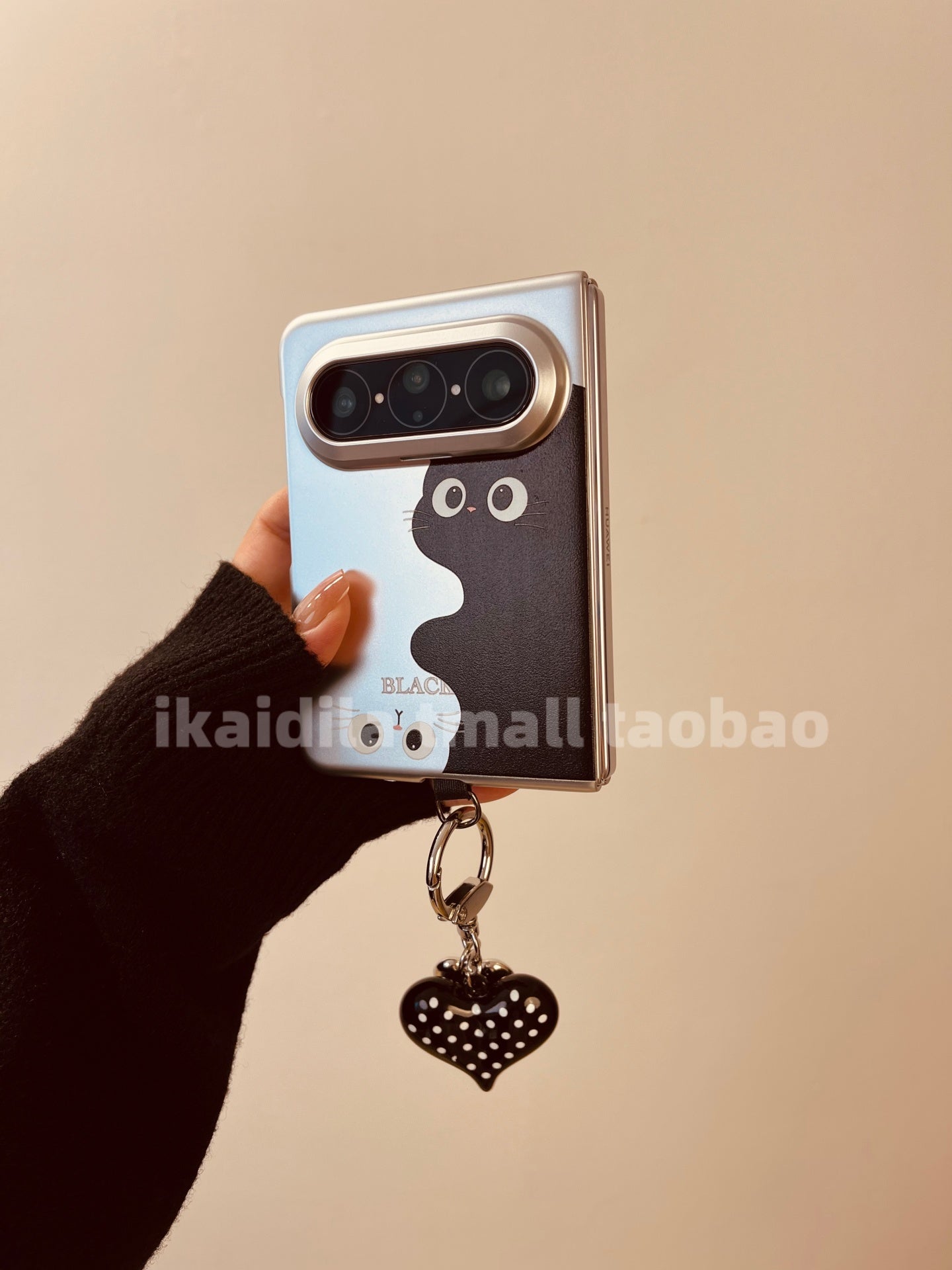 Ön çərçivə ilə Huawei puraxmax mobil telefon qutusu üçün uyğundur Purax2 böyük geniş qatlama ekranı HUAWEI cizgi filmi şəxsiyyəti qara pişik puraxmax kolleksiya versiyası asqılı elektrokaplama qoruyucu qutu ilə sevimli