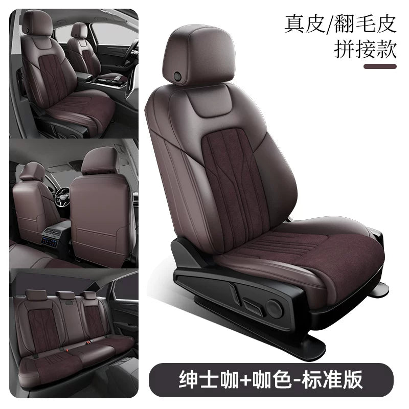 Zamşa avtomobil oturacağı yastıqları, orijinal dəri oturacaq üzlükləri, tam örtüklü, bütün mövsüm üçün, yeni yüksək səviyyəli avtomobil oturacağı üzlükləri və yastıqları