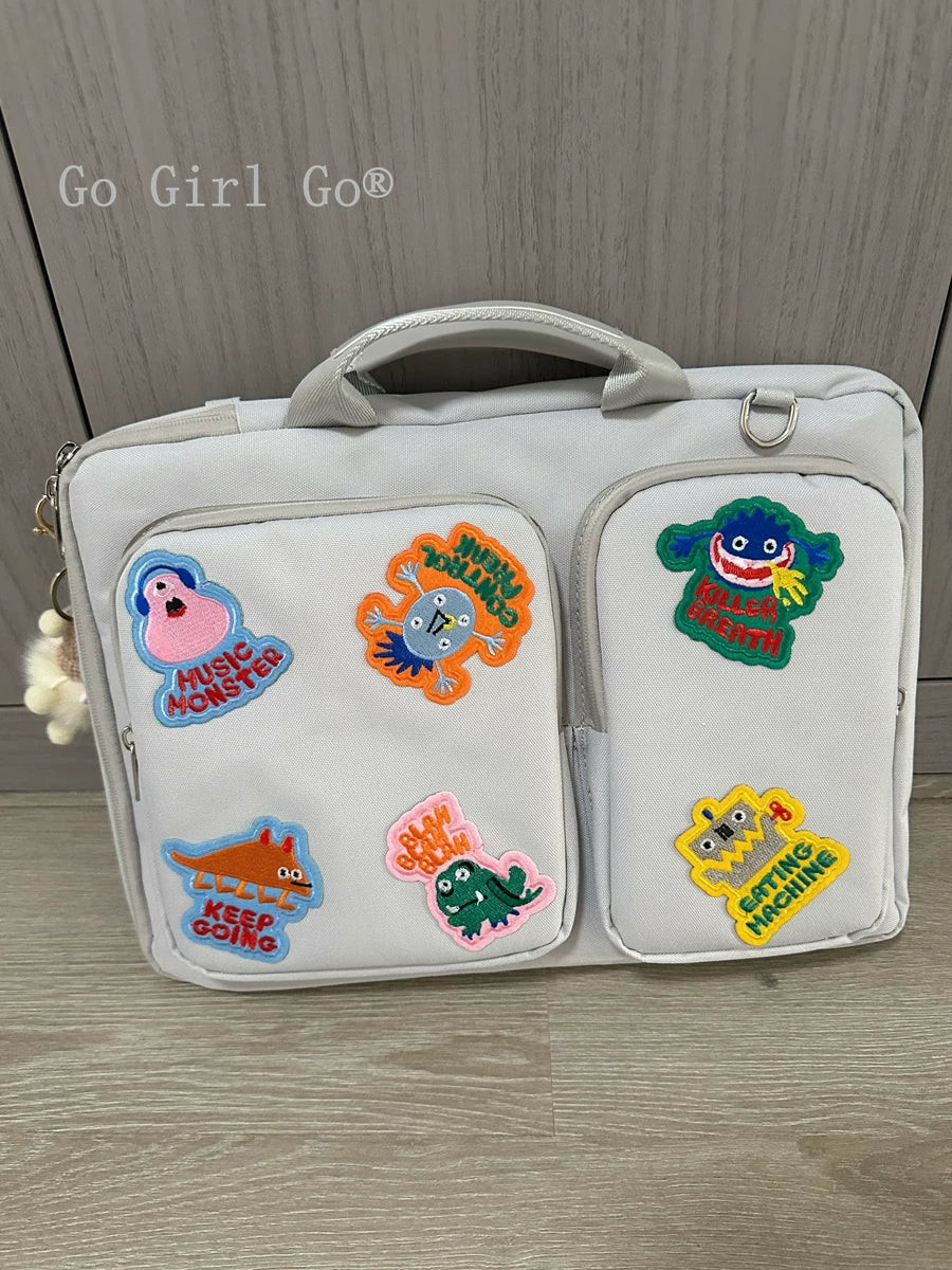 Go Girl Go® orijinal cizgi filmi canavar patch kompüter çantası Huawei Apple Lenovo Asus Dell noutbuk çantası üçün uyğundur