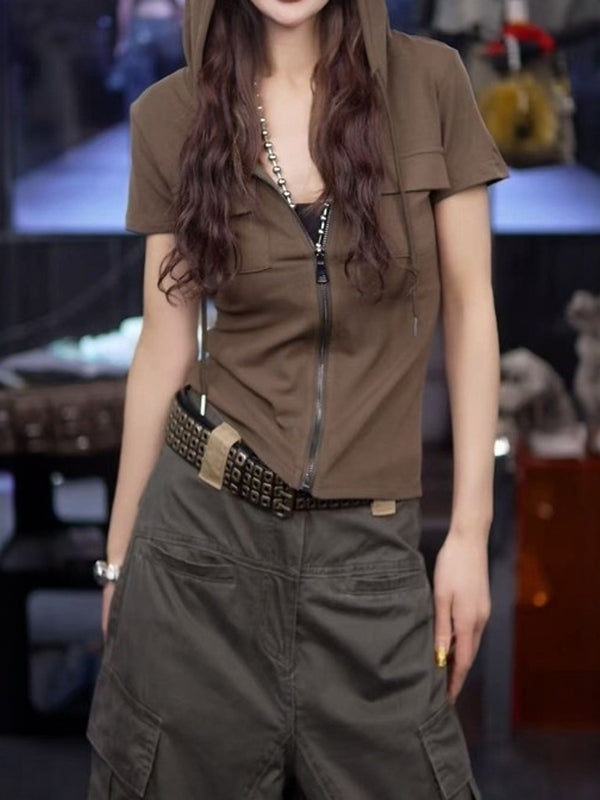 Böyük Ölçülü Qadınlar üçün Çiyin Açıq Dizaynlı Başlıqlı Qısa Qollu Futbolka, Yay üçün Mükəmməl, Əyri Qadınlar üçün Arıqladıcı və Yaltaq