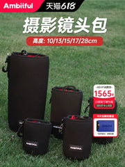 Ambitful Zhijie linza çantası Sony, Canon, Fuji və Nikon mikro SLR kameralar, obyektiv qoruyucu çanta, qalınlaşdırılmış kamera obyektiv saxlama çantası, daxili telefoto linza çantası, portativ barrel çantası üçün uyğundur.