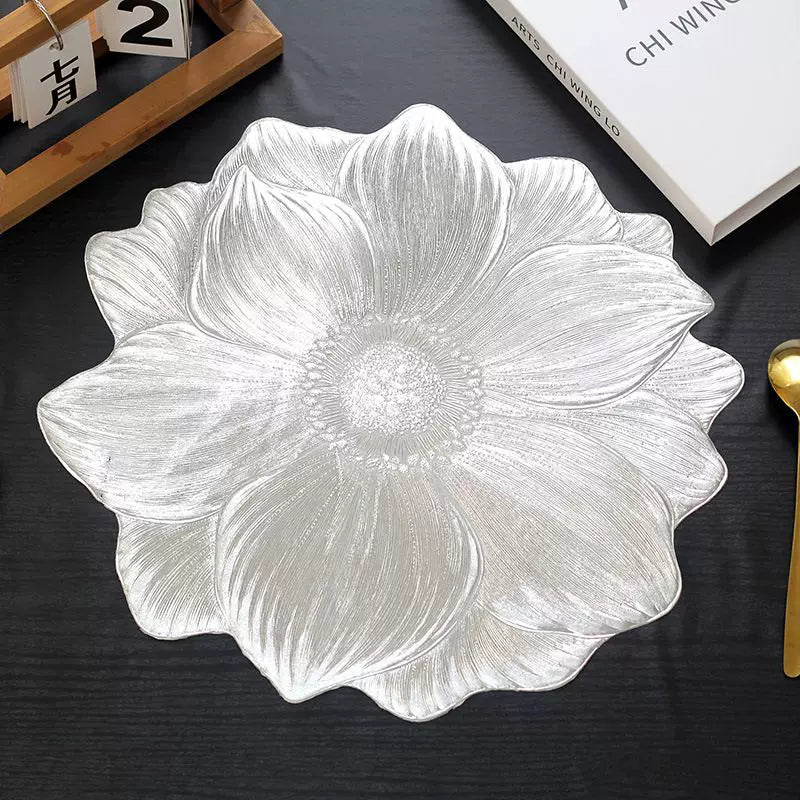 İsti satış kreativ lotus pvc yanmağa qarşı izolyasiya mat qərb qida paspas sürüşməyən suya davamlı yağ placemat otel evdə yuyula bilər