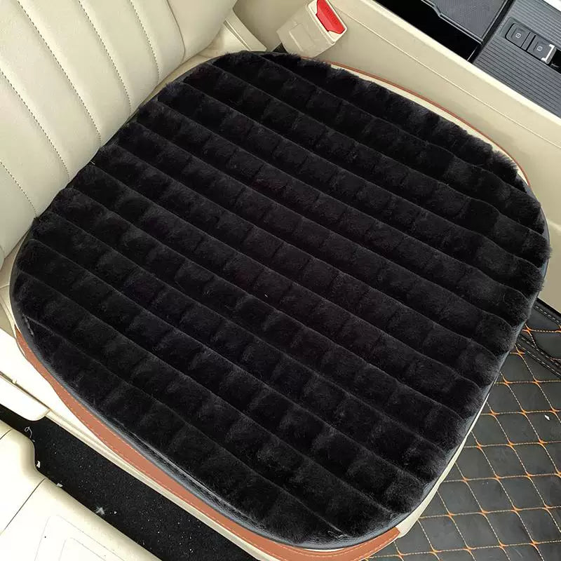 Soft warm lumbar support car seat cushion for winter, universal car interior back seat cover, non-slip car mat for women.
