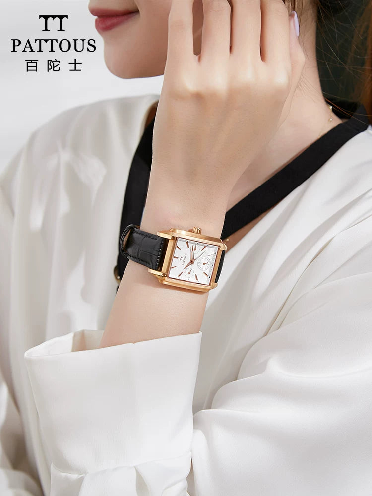 Besto kvadrat qadın saatı, dəbli və sadə mexaniki saat, suya davamlı, dəbli Yapon və Koreya üslubunda qadın saatı, kvars saat.